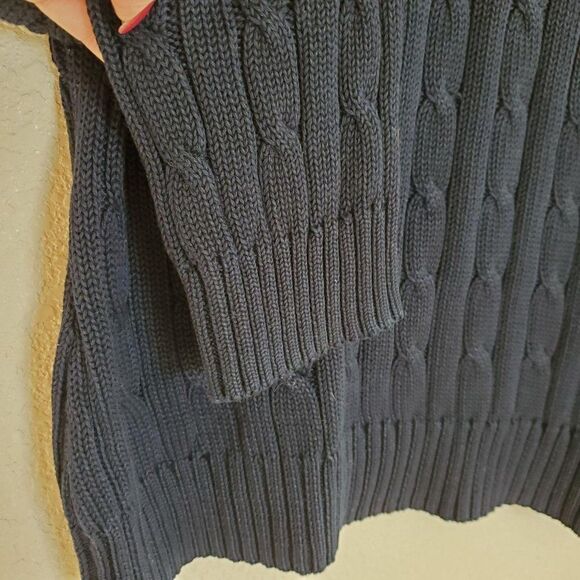 Brooks Brothers Womens Sweater Navy Blue L Cable Knit Long Sleeve - Picture 6 of 7
